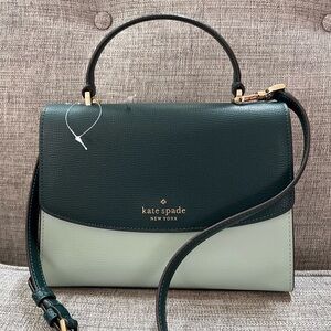 Kate Spade Darcy Top Handle Crossbody Strap Multi Compartment Green Satchel Bag